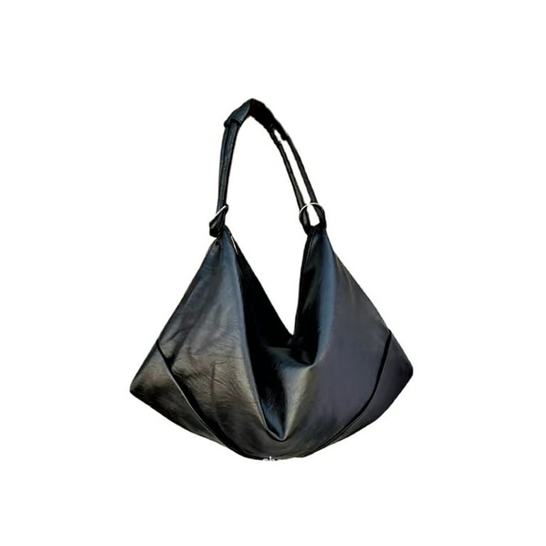 BLACK Leather HOBO Bag Large Shopper Bag Oversized Black 