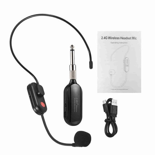 Headset 2.4G Wireless Microphone Headset Working Time 6H 100ft Range Headset Mic and Handheld Mic 2 In 1 Professional Voice Amplifier Headset Microphones for Karaoke Speaker