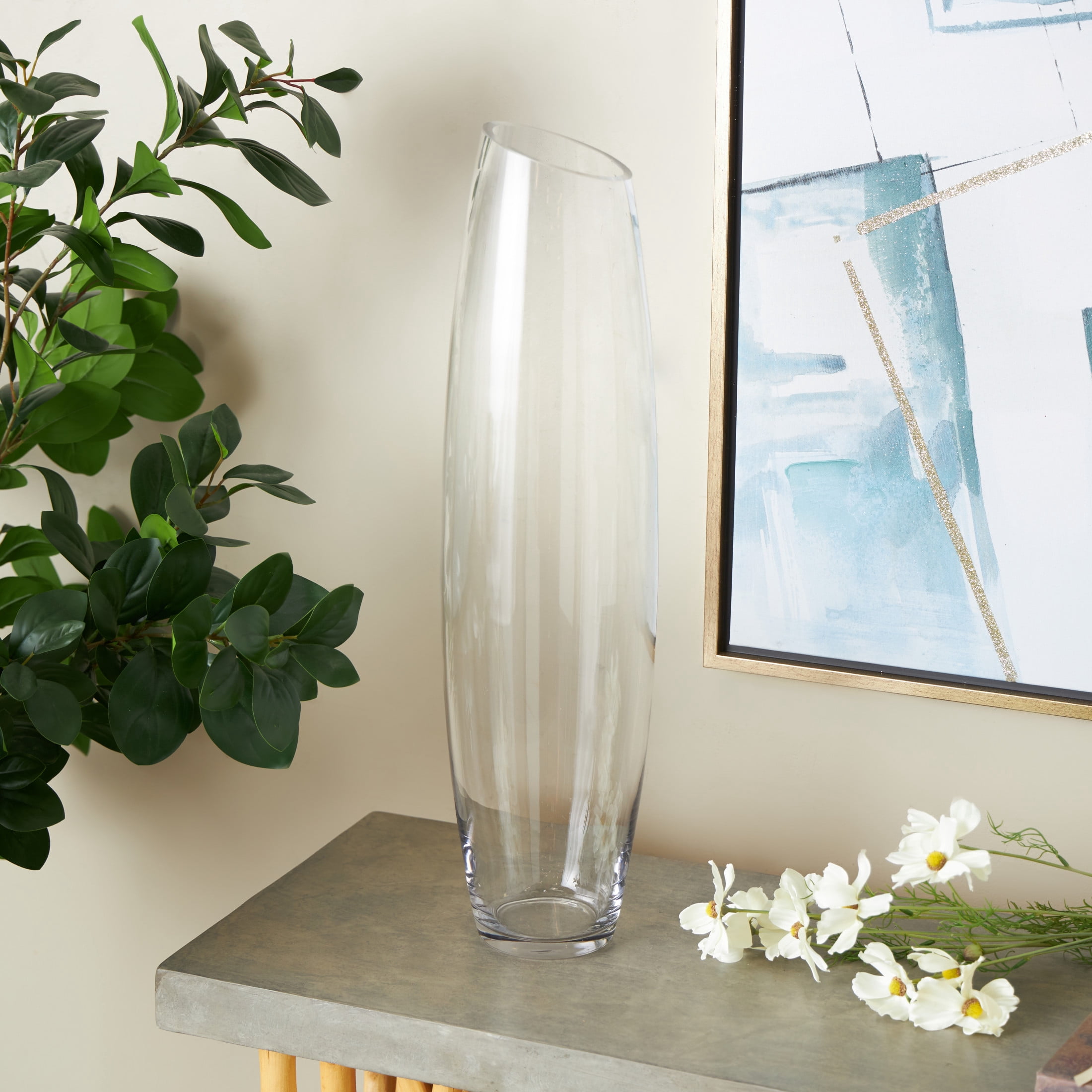 DecMode 19" Tall Slanted Glass Vase