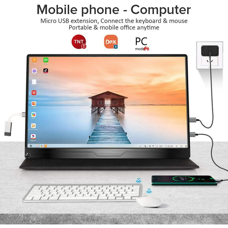 Écran tactile portable 15,6 1920 x 1080 USBC avec écran IPS ultra-fin HDMI  USBC, prêt à l'emploi, moniteur externe HDR pour ordinateur portable, PC,  téléphone, Mac, Xbox, béquille et haut-parleurs : 