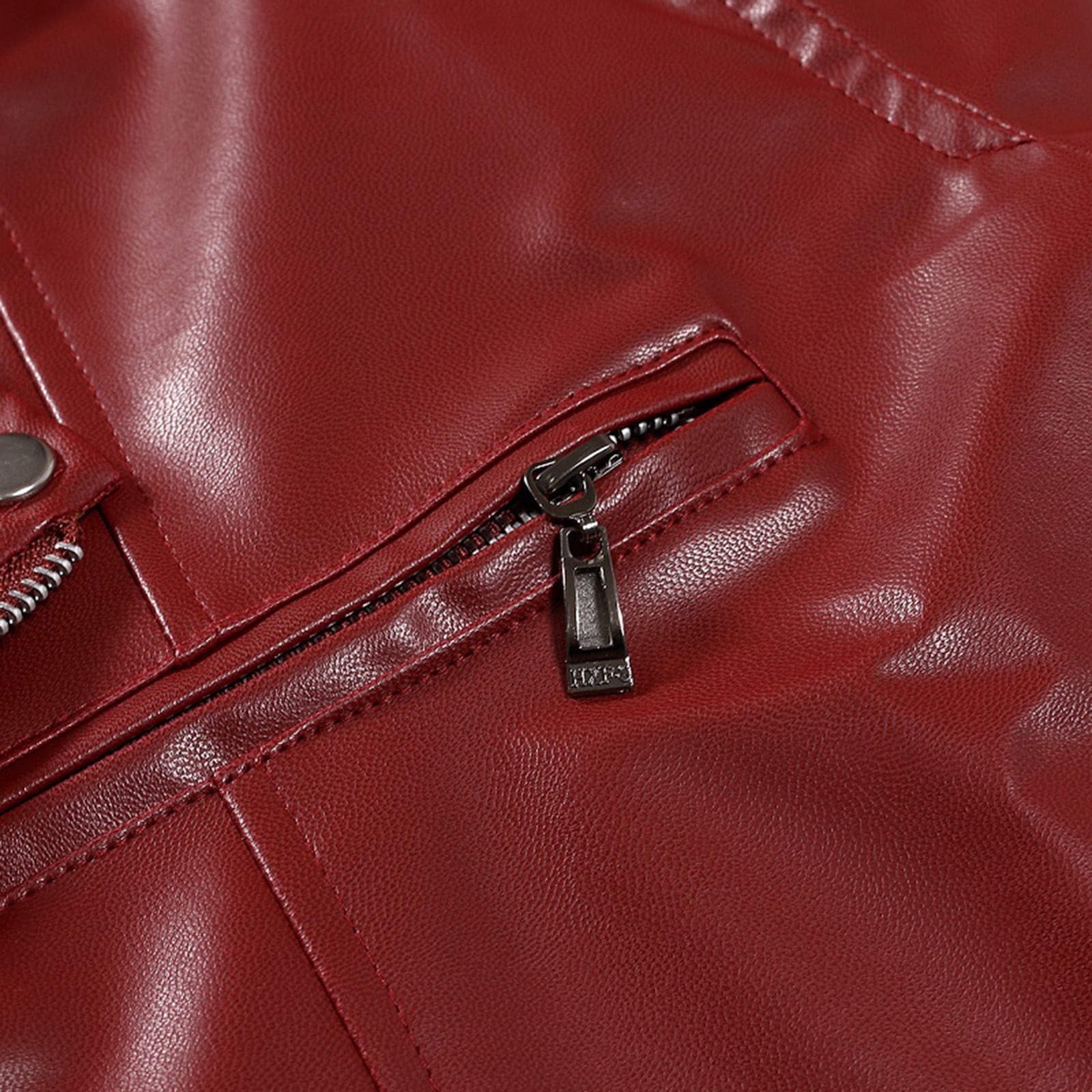 Zanvin Men s Leather Plus Fleece Jacket Motorcycle Jacket Warm Leather Jacket Red Gifts For Family Clearance Sale Red