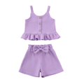 thumbnail image 3 of Jamsmile Toddler Girls Outfits Sets Summer Soft Ribbed Tank Tops With Bow Shorts Two Piece Casual Playwear Girls Sets, 3 of 9