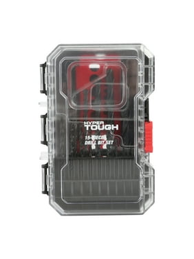 Hyper Tough Black Oxide Drill Bit Set With Case, 15-Piece