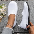 thumbnail image 2 of Gpaecead Women's Mesh Walking Shoes Soft Sole Breathable Lightweight Slip On Comfort Casual Summer Flats, White, 2 of 8