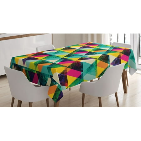 

Indie Tablecloth Watercolor Triangles Pattern Modern Vibrant Colorful Geometric Grunge Abstract Design Rectangular Table Cover for Dining Room Kitchen 52 X 70 Inches Multicolor by Ambesonne