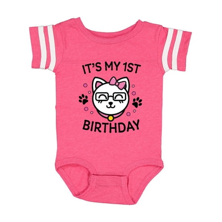 

Inktastic Its My 1st Birthday with Cat in Glasses Gift Baby Girl Bodysuit