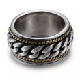thumbnail image 2 of K-KED 12MM Width Biker Chain Wedding Ring Stainless Steel Men's Punk Ring Silver Gold-8, 2 of 6