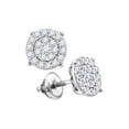 thumbnail image 1 of 10kt Or Blanc Femmes Rond Diamant Concentrique Cercle Cluster Boucles d'Oreilles 1/4 Cttw, 1 of 1