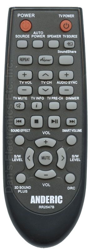 ANDERIC RR2547B Samsung (p/n: RR2547B) Sound Bar System Remote Control ...