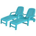 thumbnail image 2 of Gymax Set of 2 Patio Adjustable Chaise Lounge Chair Folding Sun Lounger Recliner Turquoise, 2 of 10