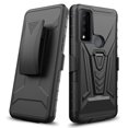 thumbnail image 4 of For TCL 30 V 5G Case Holster Belt Clip Kickstand Design Phone Cover With Free Tempered Glass Screen Protector - Black, 4 of 5