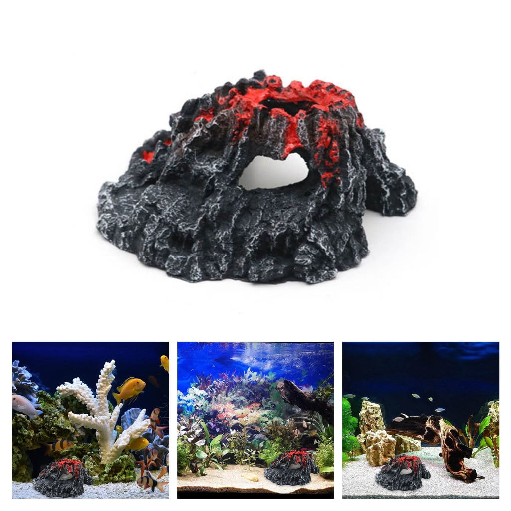 Halloween Aquarium Volcano Model Decors Resins Stone For Fish Tanks Creative Landscape Design