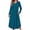 Blue Green, variant on KISSGAL Women Nightgowns Long Sleeve Sleepshirts Pleated Long Nightdress V Neck Curved Hem Night Gown Sleepwear with Pockets