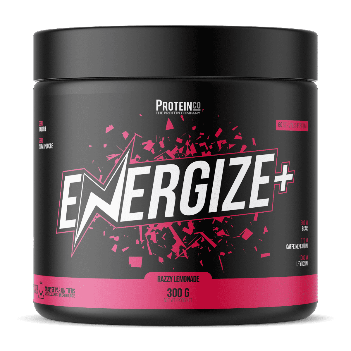ProteinCo ProteinCo | Energize+ | 60 Servings | Energy Drink Powder Formula | BCAA & L-Tyrosine | Concentration & Focus | Razzy Lemonade