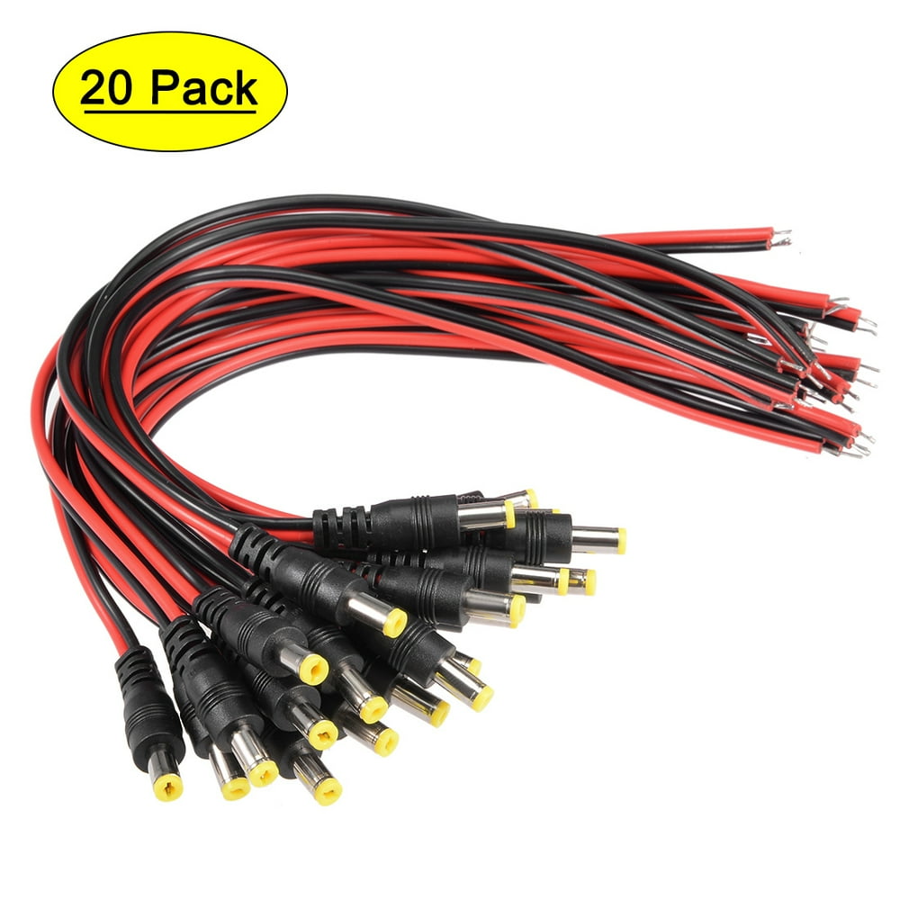 20pcs 5.5mm x 2.1mm Male DC Wire Power Pigtails Adapter Jack Socket
