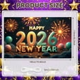 thumbnail image 2 of Festive Theme Happy New Year Banner Firework Design 2026 New Year Display Colorful Balls 3D Numbers New Year Backdrop for New Year Party Holiday Celebration New Year Eve Event, 2 of 9