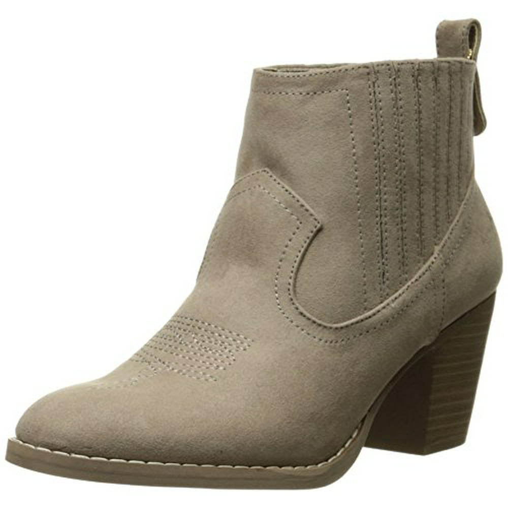 Sugar - Sugar Women's Ronnie Western Heeled Ankle Bootie, Taupe Fabr ...
