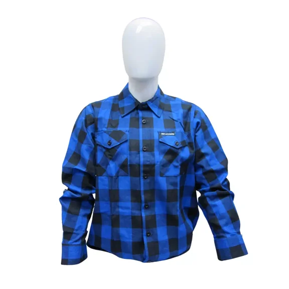 Hot Leathers FLM2006 Mens Black and Blue Long Sleeve Flannel Shirt