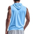 thumbnail image 6 of Men's Workout Hooded Tank Tops Gym Sleeveless Hoodies Quick Dry Bodybuilding Muscle Cut off T-Shirt Athletic Vest Light Blue, 6 of 6