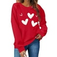 thumbnail image 2 of Valentines Day Gifts for Her Women's Cute Heart Print Round-Neck Hoodless Sweatshirt Trendy Long Sleeve Outfits Comfy Romance Tees Casual Love Clothing Tops, 2 of 7