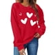 thumbnail image 1 of Uootdi Crew Neck Love Heart Printed Graphic Sweatshirt for Women Valentine's Day Tunic Tops Casual Holiday Long Sleeve Graphic Tee Tops Gift, 1 of 7