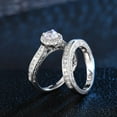 thumbnail image 5 of PERITANG 2pcs His and Hers Wedding Ring Sets Couples Engagement Rings Women and Men 925 Sterling Silver AAA Cubic Zirconia Classic Geometric Jewelry, 5 of 7