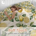 thumbnail image 3 of Summer Lemon Duvet Cover Set Full Size Yellow Flower Leaves Beige Soft Lightweight Comforter Covers 4 Piece Bedding Set with 1 Duvet Cover 1 Bed Sheet & 2 Pillow Shams, 3 of 8