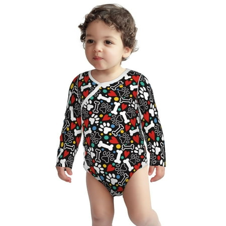 

Fotbe Cute Puppy Footprints Pattern Unisex-baby Long-sleeve Bodysuit Long Sleeve Bodysuits One-piece 100% Organic Cotton for Infant Baby Boys Unisex-12 Months