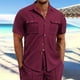 thumbnail image 1 of pstuiky Camisas casuales de manga corta para hombre, Suéter casual de manga corta con cuello redondo y cordón para hombre, con bloques de color camisas casuales para hombre l, 1 of 9