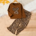 thumbnail image 2 of Utlike Girls 2 Piece Set Casual Outfits For Girls Long Sleeve Top And Flared Pants Clothing Sets Casual Leopard Print Bow Two Piece Toddler Comfortable Playwear Daily Wear Size 3Y-4Y, 2 of 7