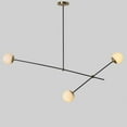thumbnail image 2 of Three Globe Light Stilnovo Style Brass Sputnik parallel Chandelier Sputnik Fixture Milky Globes Bras Fixture, 2 of 5