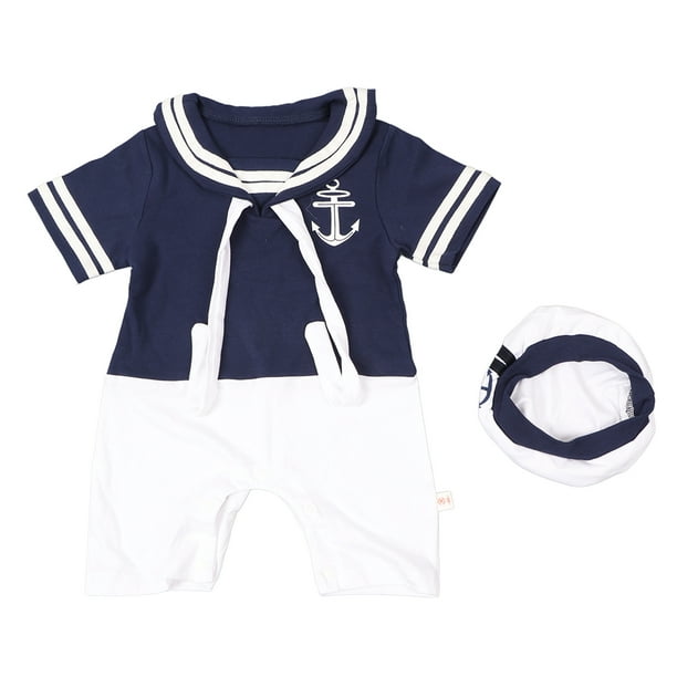 Mono De Marinero Para Bebé, Traje De Mono De Marinero Para Bebé De Algodón, Ajuste Cómodo, Manga Corta Para Caminar Para Bebé