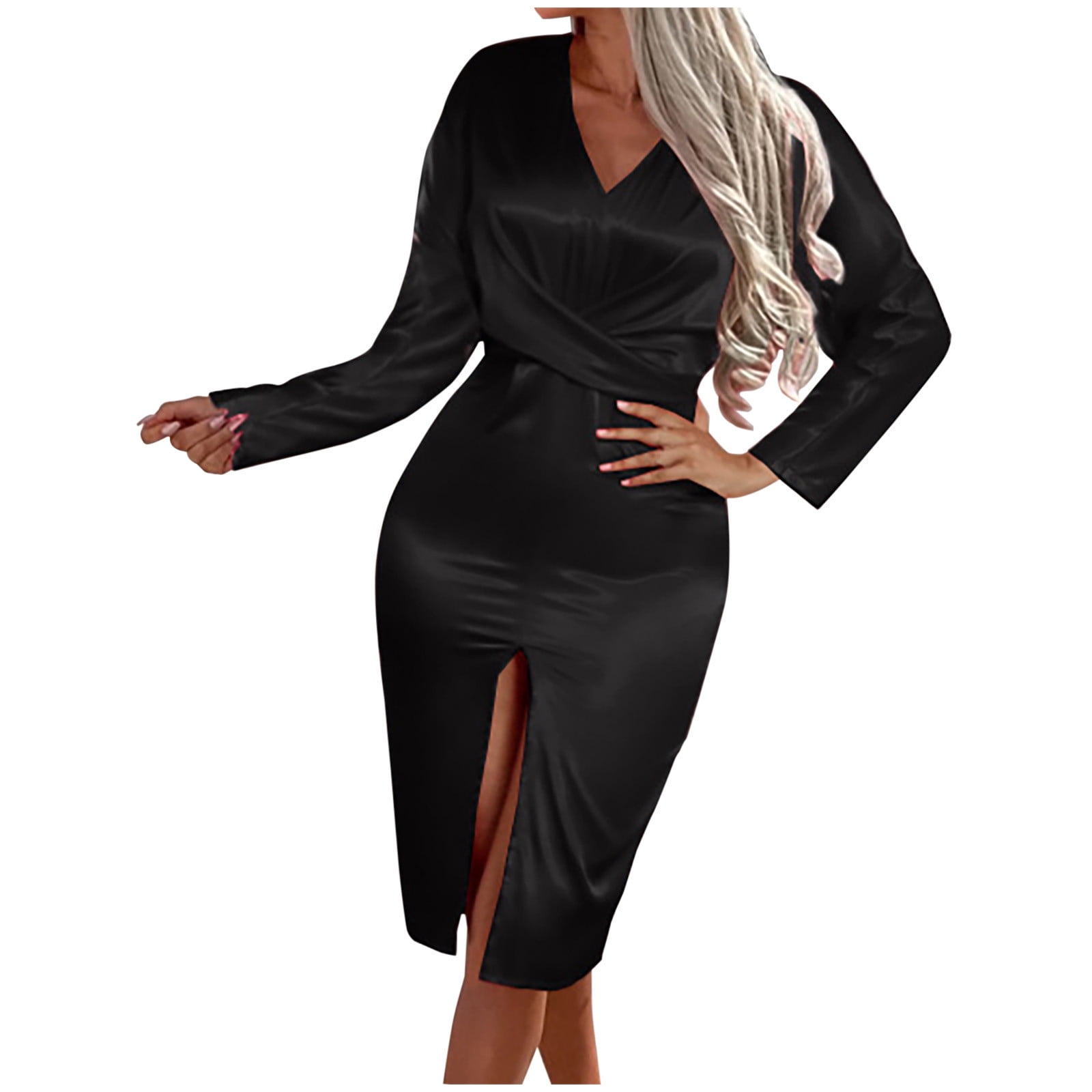 FengLS Women's Formal Dresses, Womens Fall Dresses VNeck A line Dress for Women LongSleeves