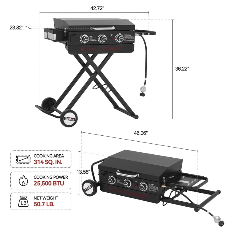 Royal Gourmet PD3001 23" 3-Burner Griddle with Collapsible Stand photo 6