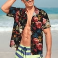 thumbnail image 4 of Uemuo Rose Flowers Printed Regular Fit Short Sleeve Casual Hawaiian Shirt for Men,Aloha shirt,Tropical shirt,Floral print shirt,Vacation Beach shirt-Small, 4 of 9