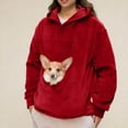 thumbnail image 4 of GrmtClth Unisex Cat Dog Pouch Hoodie Fuzzy Sharpa Carry Pouch Kitten Puppy Holder Fashion Soft Comfy Carrying Sweatshirt with Pet Pocket Wine S, 4 of 5