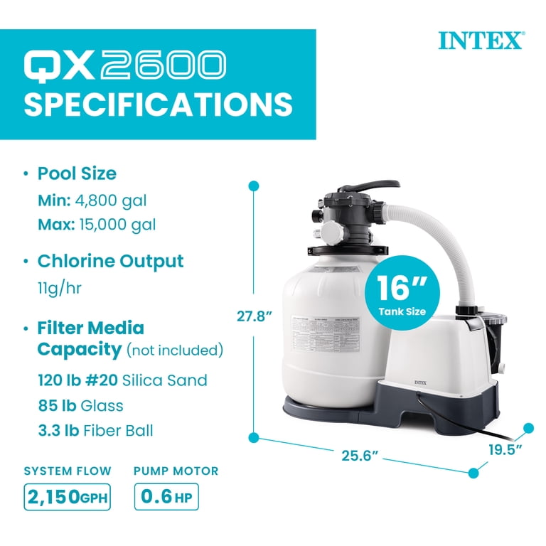 Intex Krystal Clear Above Ground Pool Pump with Saltwater