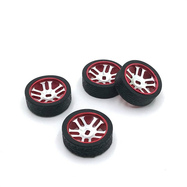 Vogacara 4 piezas 1/28 Control remoto Racing Tire Ruedas Llantas Neumáticos Suministros Reemplazo para WLtoys k969 k979 k989 k999 p929 Kits de construcción modelo rojo Vogacara FN009858-02