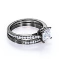 thumbnail image 2 of 1.25 Carat Princess Cut Diamond with Pave Accents - Vintage Engraved Gothic Wedding Ring Set in 10K Black Gold, 2 of 4