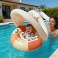 thumbnail image 4 of UPF50+ Sun Protection Baby Float With Canopy, Soft Fabric Covered Foldable Baby Pool Float With Canopy and Safety Seat for Baby Swimming Pool Play, 4 of 9