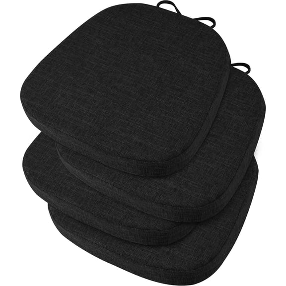 14x14 Chair Cushions for Metal Dining Chairs Set of 4 Black
