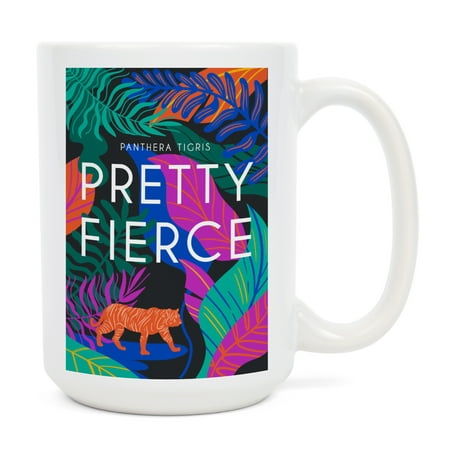 

15 fl oz Ceramic Mug Lush Environment Collection Tiger Foliage Pretty Fierce Dishwasher & Microwave Safe