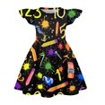 thumbnail image 4 of Grblisyd Dresses for Girls Back to School Pencil School Bus Print Dress Summer Flutter Sleeve A Line Dresses Outfits 7-8T, 4 of 4