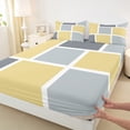 thumbnail image 3 of Feelyou Yellow Grey Checkered Bed Sheets, Square Abstract King Sheets, Modern Fashion Buffalo Sheet Set, Ultra Soft Bedroom Decor, 4-Piece, 3 of 7