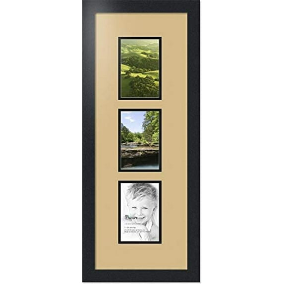 collage photo frame double mat with 3 - 4x6 openings and black frame