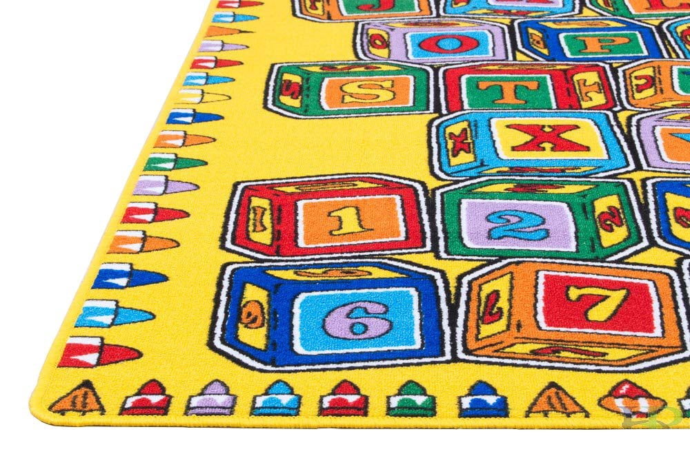 HR-Kids Rugs for Playroom Bedroom 8x10 Boys Girls Childrens Room Dcor Fun ABC Alphabet Blocks Interactive Gift for Kids Boys Girls Educational Learning Mat Rug Carpet for Nursery School Playroom