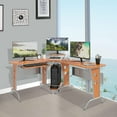 LShaped Corner Computer Office Desk Workstation with Elevated Rolling