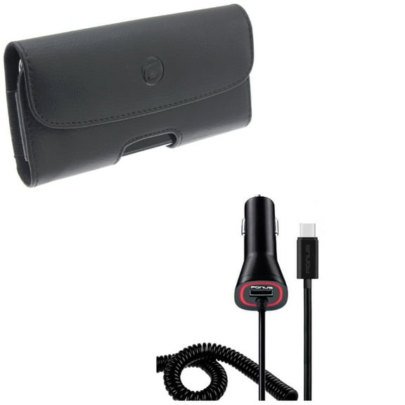 Case Belt Clip w Quick Car Charger for Samsung Galaxy A53 5G,A33 5G Phones - Leather Holster Cover Loops, Type-C Power Adapter DC Socket