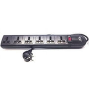 vct wpsb 220/240 volt 6-universal outlet power strip and surge protector 13 amp circuit breaker 50/60 hz 450 jules with grounded euro plug