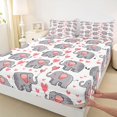 thumbnail image 3 of Manfei Kawaii Zoo Elephant Twin Sheet Sets,Wild Animal Twin Fitted Sheet,Pink Loves Balloon Flat Sheet For Girls Kids,Breathable Home Decor,3pcs, 3 of 7